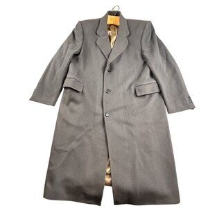VTG Oleg Cassini Coat Mens 44R Gray Cashmere Wool Heavy Over Lined Mob Designer